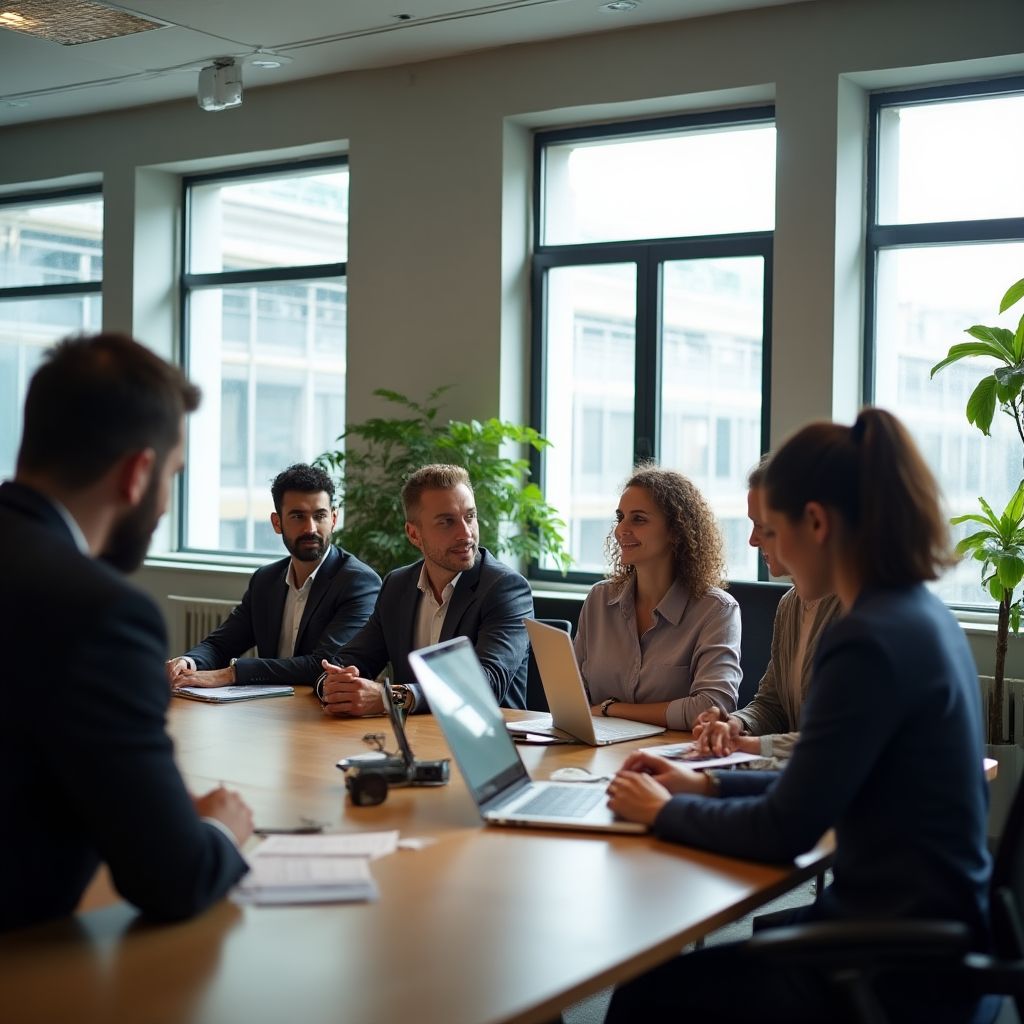 Equipo trabajando en análisis financiero
